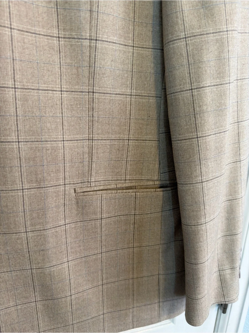 Bar III Beige Windowpane Sport Coat Blazer